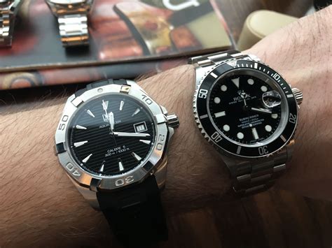 tag heuer aquaracer vs rolex submariner|tag heuer caliber 5 movement.